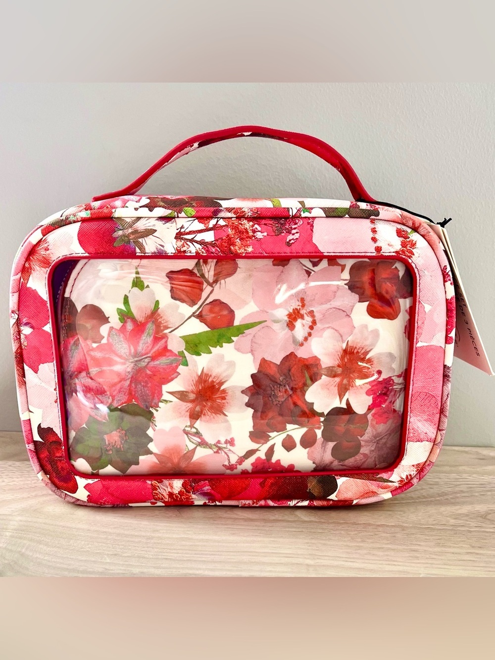 Ted Baker London Pink Floral 3-Piece Travel Cosmetic Bag Set NWT - Picture 2 of 4